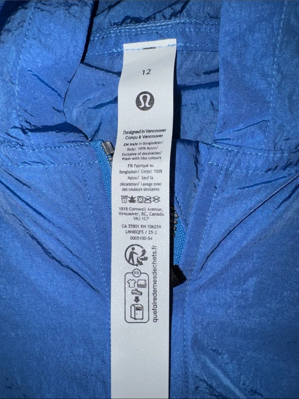 Lululemon Scuba Cropped Hooded Anorak Jacket - Size 12 in Pool Party